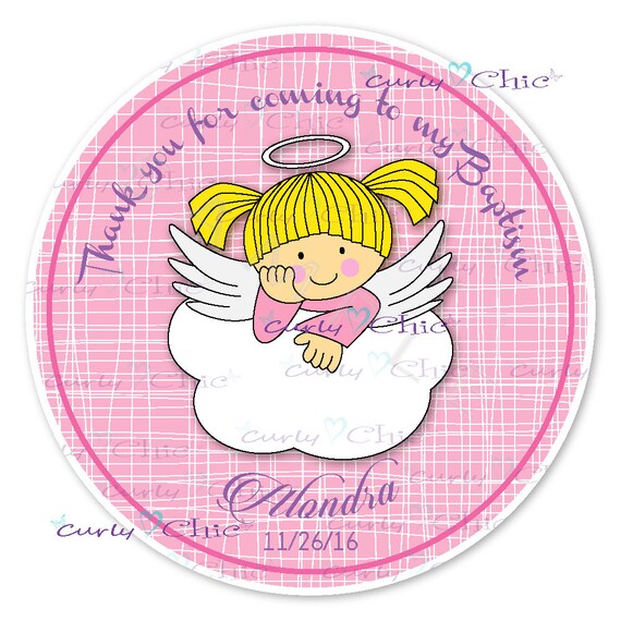 Items similar to Baby Angel Baptism Stickers -Baby Girl Baptism Labels ...