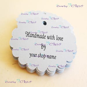 Gepersonaliseerde ovale geschulpte tag 2"- aangepaste babyshowerlabels - visitekaartje - bruiloft gunstlabels - papieren partij gunsttag - bedankkaartjes