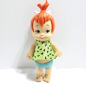 Vintage Pebbles Flintstone Plush Doll – Hanna-Barbera Cartoon Character Collectible – Retro Bedrock Toy