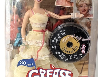 2008 Grease Frenchy Barbie Collector Pink Label 30th Anniversary NRFB Musical Doll Stand Mattel