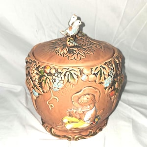 Vintage Napcoware Arcadia Cookie Jar – Ceramic Floral Farmhouse Kitchen Decor – Cottagecore Collectible Storage