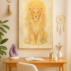 Canvas: The Becoming - Lion - The Spirit Animal Collection. Wall Art, Home Decor, Painting, Interior Decorating, Zen, Spiritual Fine Art