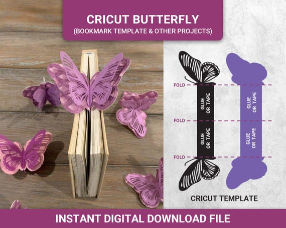Cricut Butterfly Bookmark Template: Paper Craft (Digital Download)