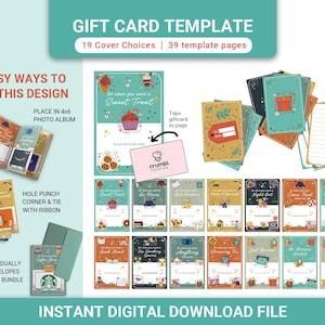 Modello stampabile per biglietti regalo: libro fai da te per biglietti regalo, porta biglietti, pagine per biglietti regalo da stampare a casa, crea il tuo regalo, realizzalo, download immediato
