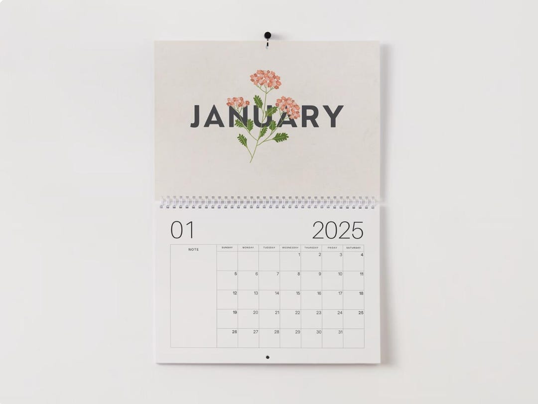 2025 Printable Calendar Minimalist Aesthetic Monthly Planner Etsy