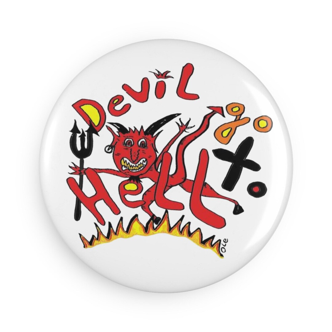 Devil Go to Hell Button Magnet - Round, 1 & 10 Pcs, Evil Magnet ...