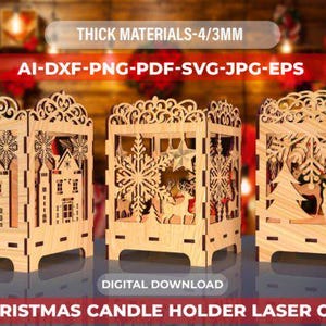 Christmas Candle Holder Laser Cut File 3