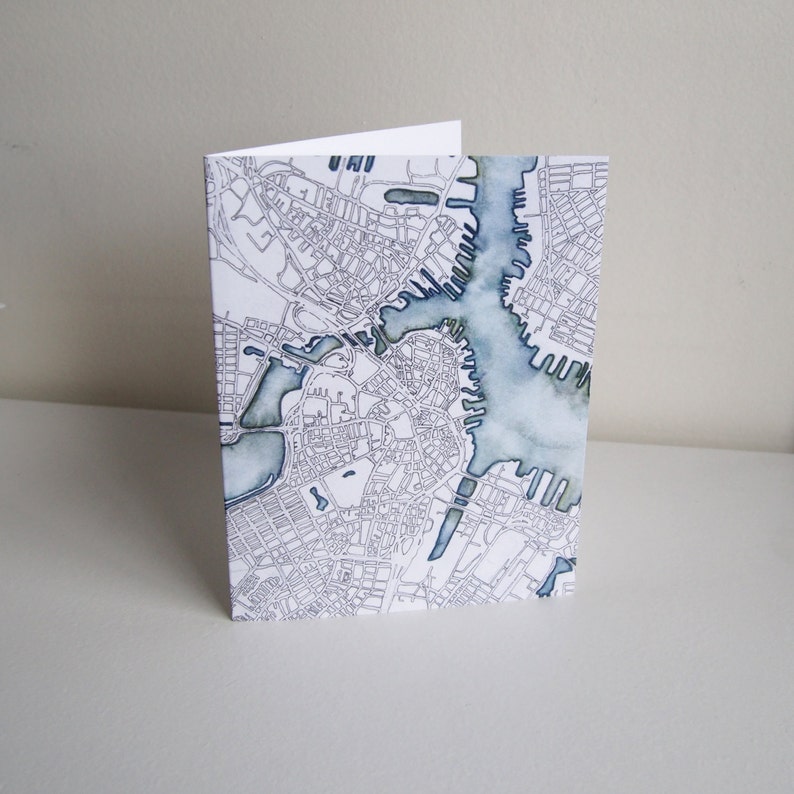 Map Greeting Cards Bostoninspired Etsy
