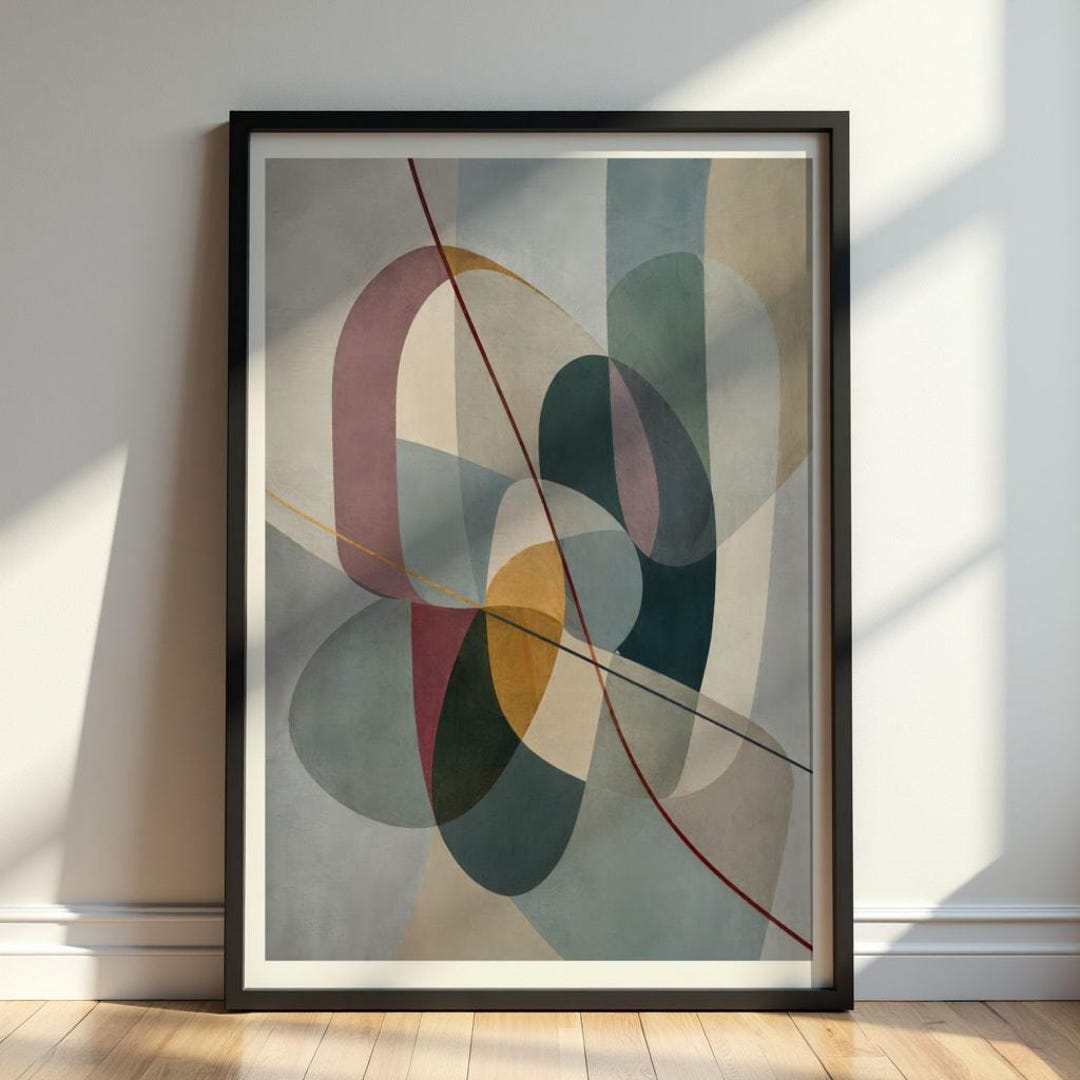 Mid Century Modern Abstract Wall Art, Geometric Minimalist Poster ...