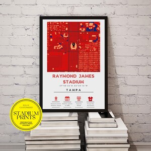 Aangepaste gepersonaliseerde minimalistische stadsplattegrond van Raymond James Stadium, Tampa, Florida | Verkrijgbaar in lijstformaten van Ikea, perfect cadeau op maat