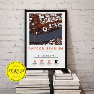 Plan de ville minimaliste personnalisé du stade Paycor, Cincinnati, Ohio | Disponible dans les tailles de cadre Ikea, cadeau personnalisé parfait