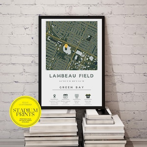 Personalisierte minimalistische Stadt Karte von Lambeau Field Stadion, Green Bay | Erhältlich in Ikea-Rahmengrößen, perfektes maßgeschneidertes Geschenk