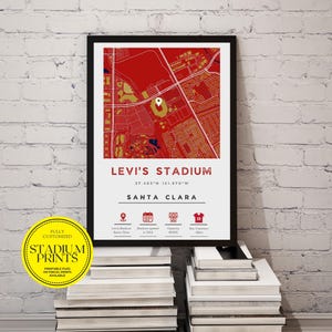 Plan de la ville minimaliste personnalisé du stade LEVI'S, Santa Clara, San Francisco| Disponible dans les tailles de cadre Ikea, cadeau personnalisé parfait
