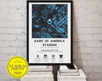 Custom Personalized Minimalist City Map Bank Of America Stadium, Charlotte, Carolina | Available in Ikea Frame Sizes,Perfect Customized Gift