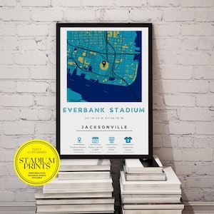 Mappa personalizzata minimalista della città di EverBank Stadium, Jacksonville, Florida / Disponibile nelle dimensioni della cornice Ikea, regalo personalizzato perfetto