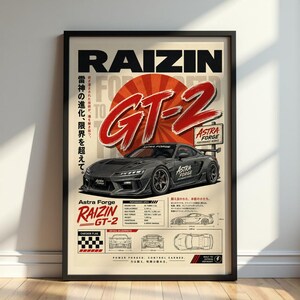 JDM Car Wall Art, Racing Poster Print, Japanese Sports Car Blueprint