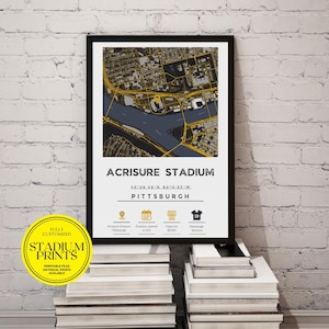 Mappa personalizzata minimalista della città di Acrisure Stadium, Pittsburgh, PA Florida / Disponibile nelle dimensioni della cornice Ikea, regalo personalizzato perfetto