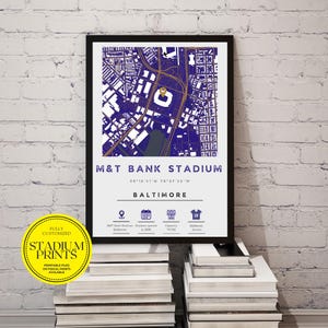 Mappa personalizzata minimalista della città dello stadio M&T Bank, Baltimora, Maryland / Disponibile nelle dimensioni della cornice Ikea, regalo personalizzato perfetto
