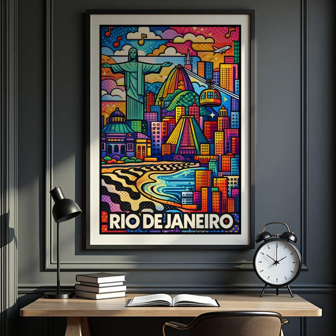Visit Rio Poster Rio De Janeiro Poster, Rio Travel Poster, Brazil Wall Art Print, Rio ...