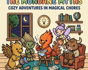 Mythical Creatures Doing Chores | Cozy Fantasy Coloring Book PDF | Bold and Easy | Digital Download