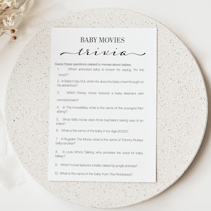 Baby Shower Trivia Game - Baby Movie Trivia Game - Baby Shower Trivia Questions - Trivia Questions For Baby Shower - Fun Baby Shower Games