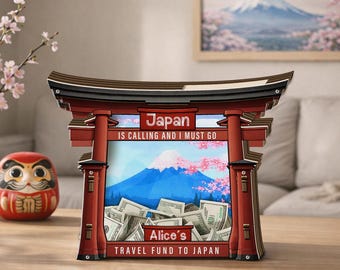 Personalized Japan Travel Fund Box, Torii Piggy Bank, Custom Japan Trip Savings Box, Japan Is Calling Gift, Travel Lover Gift, Couple Gift