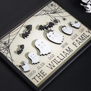 Halloween Ghost Family Name Sign Personalized, Our Boo Crew, Cute Halloween Decor, Creepy Kooky Spooky Decor, Halloween Family Gift Sign.