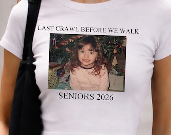Custom Photo Graduation Baby Tee: Senior 2026 Y2K Shirt