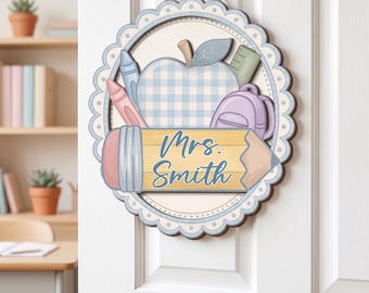 Deurbord leraar gepersonaliseerd, decor klas, welkom in onze klas bord, terug naar school cadeaus voor leraar, leraar cadeaus voor vrouwen