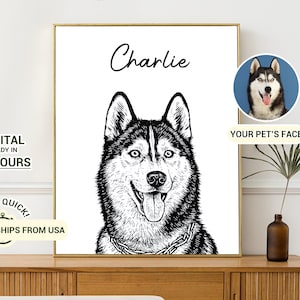 Custom Pet Portrait from Photo: Personalized Dog & Cat Art