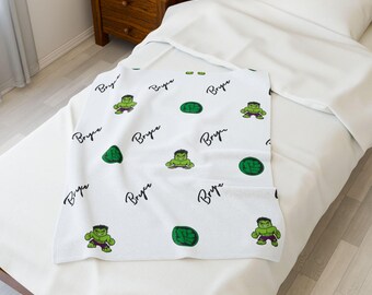 GM Superhero Velveteen Plush Blanket | Superhero Throw | Cozy Blanket for Kids | Nursery Decor | Gifts for Fans | Soft Blanket for Cuddling