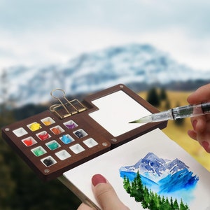 15 watercolor palette,paint palette, Folding Magnetic Watercolor Box ,mini palette,travel accessories, travel gifts