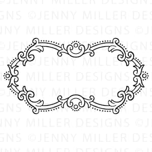 May include: A black and white ornate frame with a decorative scroll design. The frame is perfect for adding a touch of elegance to any project.