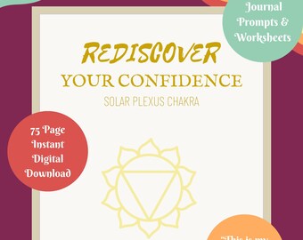 Rediscover Your Confidence Journal - 31 Days of Shadow Work & Solar Plexus Chakra Healing | Goal Setting, Self-Love, Empowerment, Confident