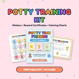 Potty Training Kit for Toddlers | Stickers, Certificates, Charts (PDF Download)