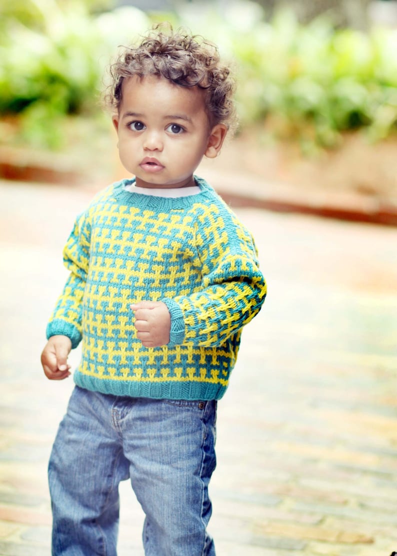 Children/'s Clothing -Teal and Yellow Handknit Baby Sweater Unisex RENO ROAD