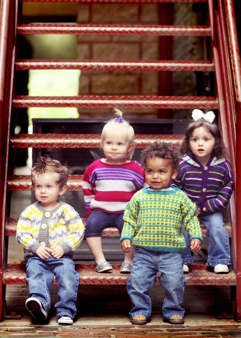 Children/'s Clothing -Teal and Yellow Handknit Baby Sweater Unisex RENO ROAD