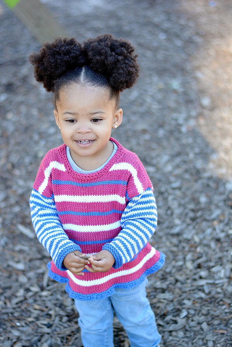 Hand Knit Sweater Blue Pink Girls Striped Baby Sweater Children/'s Clothing and White Ruffled Baby Sweater --ONEIDA PLACE