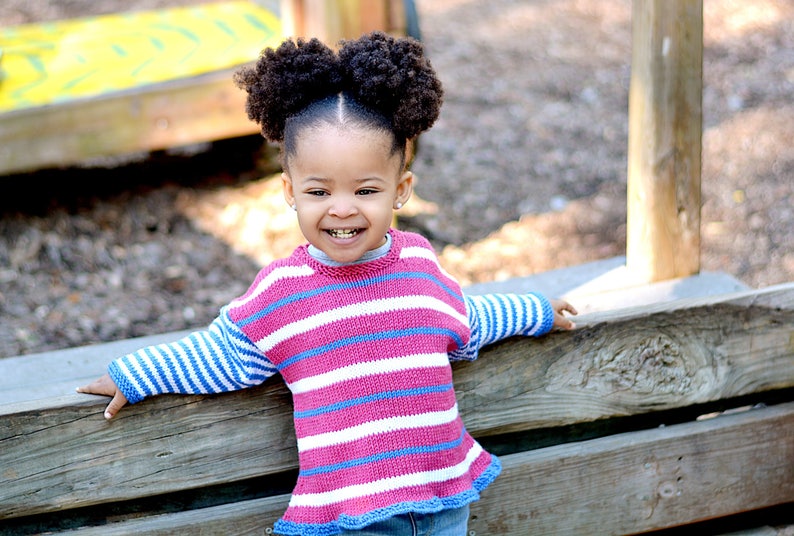 Hand Knit Sweater Blue Pink Girls Striped Baby Sweater Children/'s Clothing and White Ruffled Baby Sweater --ONEIDA PLACE