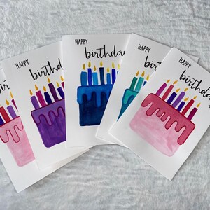 Birthday Cake Birthday Card, Watercolor Cake Card, Cake Birthday Card, Handmade Birthday Card