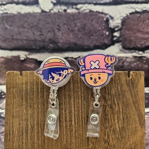 Pirate Anime Rotating Retractable Badge Reel with Alligator Clip and Pin