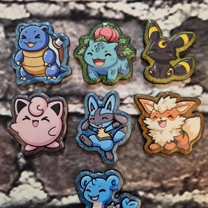 Pixel / Chibi / Retractable Badge Reel / 360 Rotating Alligator Clip / Pin / Anime / Retro / Acrylic