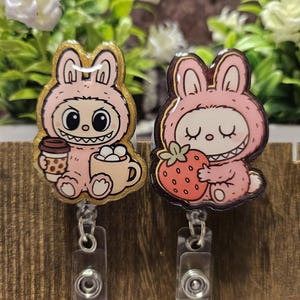 Labubu Rotating Retractable Badge Reel with Alligator Clip and Pin