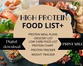 High Protein Food List: Low Carb Meal Plan, Weight Tracker (Digital Download)