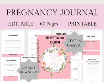 First Time Mom Pregnancy Journal: Printable & Editable (Digital Download)