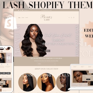 Lash Shopify-themasjabloon, esthetisch wimperthema, website voor wimperbedrijven Shopify-websiteontwerp, Shopify-banners, bedrijfseigenaren