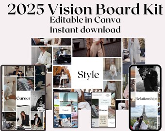 2025 Vision Board Kit: Editable Templates (Digital Download)