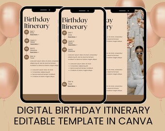 Editable Birthday Itinerary Template: Simple Customizable Plan (Digital Download)