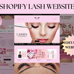 Shopify-sjabloon voor wimperthema: ontketen het potentieel van je wimperbedrijf! Website voor Lash Techs Shopify-websiteontwerp, Shopify-banners