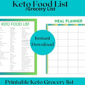 Keto Food List | Keto Grocery List | Low Carb Food List | Keto Tracker | Minimalist Printable PDF Template | Instant Download